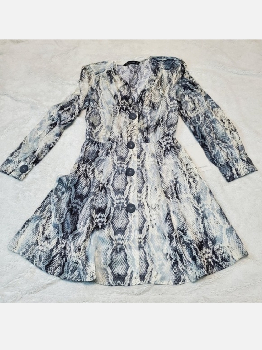 NWT Zara Cream Black Snake Skin Party Preppy Occasion Mini Dress‎ XS
